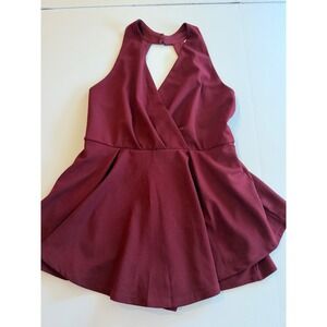 Purple Snow Burgundy Halter Neck Skort Romper Wine Red Size L